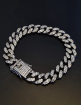 ICED OUT BRACELET - 13MM ZILVER PLATED SIMULATED VVS 20CM l HEREN ARMBAND l MANNEN ARMBAND l VROUWEN ARMBAND l
