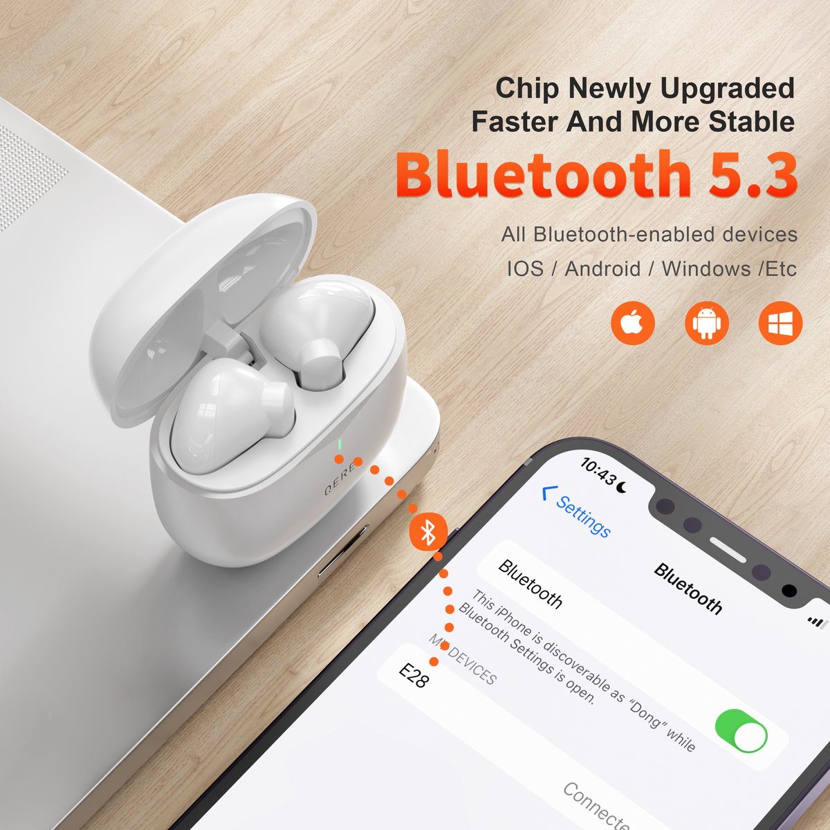 Écouteurs sans fil Sounix avec étui de chargement - Bluetooth 5.3 -  Écouteurs de Sport