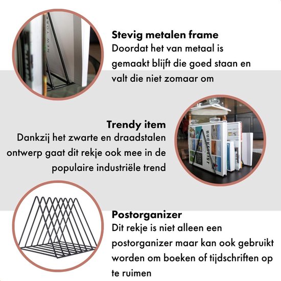 Jeesblsy Boekensteun, metalen krantenstandaard, driehoek desktop magazijnstandaard 9 sleuven boekenhouder houder organiseringsrek voor kantoor