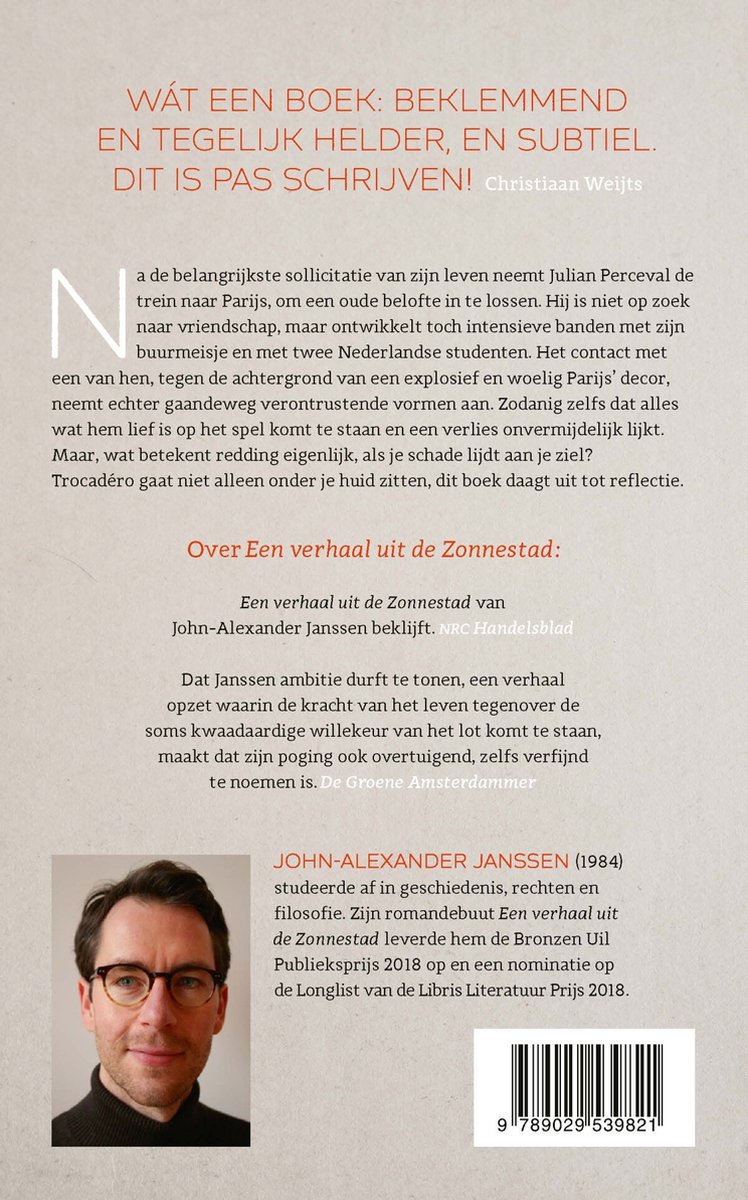 Boekomslag met portret van de auteur John-Alexander Janssen. Tekst: Een verhaal uit de Zonnestad.