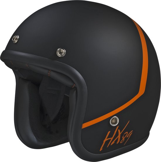 iXS HX 89 2.0 - jethelm - mat zwart-oranje - scooter helm - maat XL