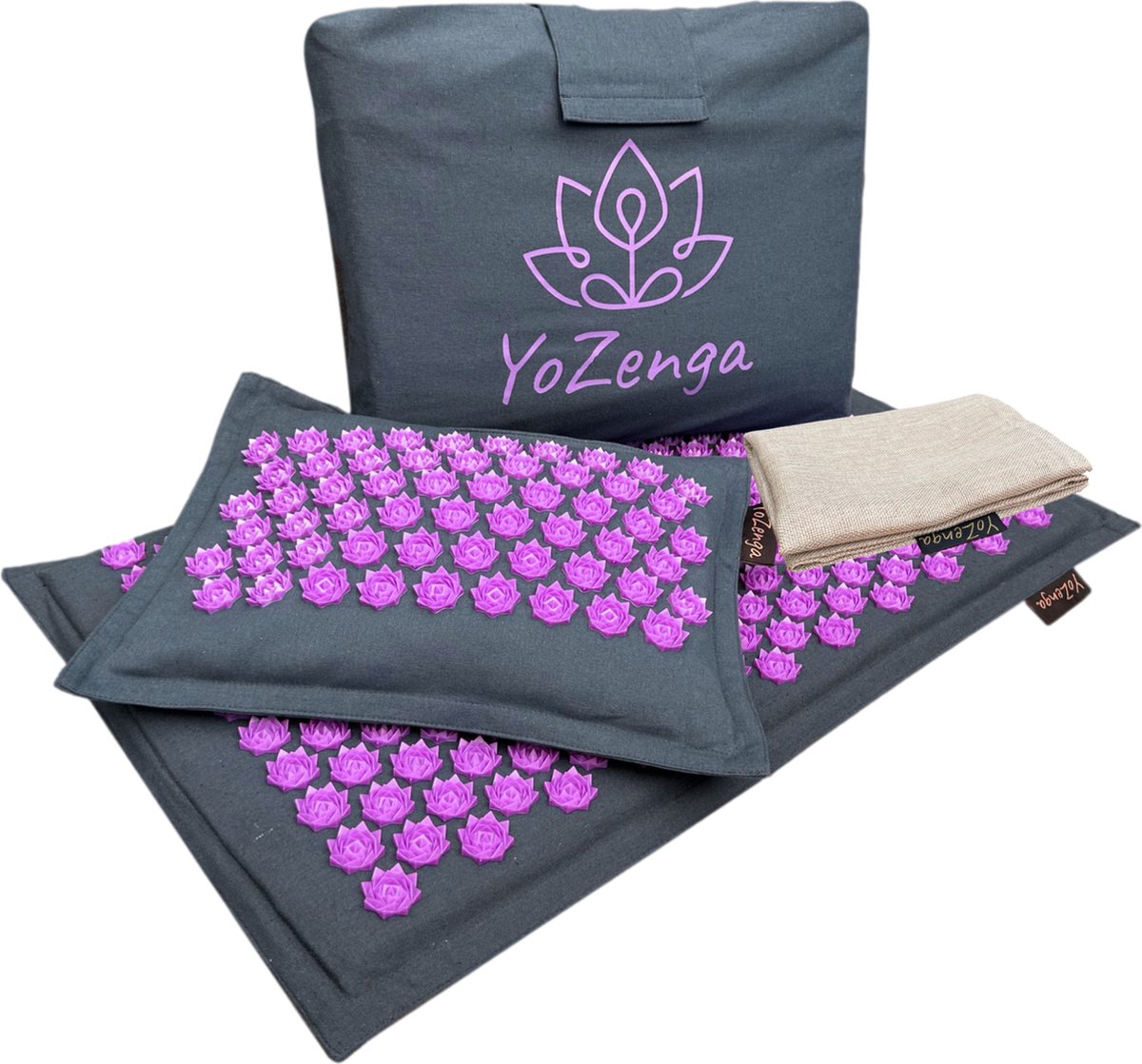 Goedkoopste YoZenga Premium Spijkermat Royal Blue met Lotus Spikes | Acupressuur Mat met Kokosvezel Vulling & Boekweitkussen | Stressverlichting, Pijnverlichting, Yoga & Ontspanning | Inclusief Draagtas