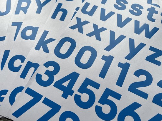 Afecto plakletters lichtblauw plakletters | alfabet stickers | met cijfers en letters | hoogte 4 cm