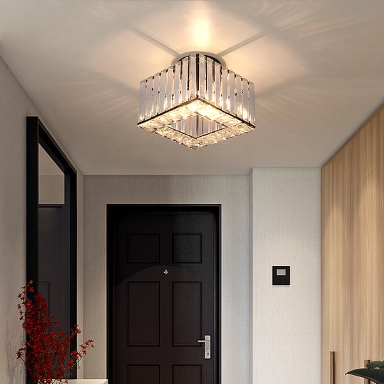 LuxiLamps - Moderne Kristallen Plafondlamp - LED Kristal Kroonluchter - Gangpad Lamp - Zwart - LED Lamp - Moderne lamp