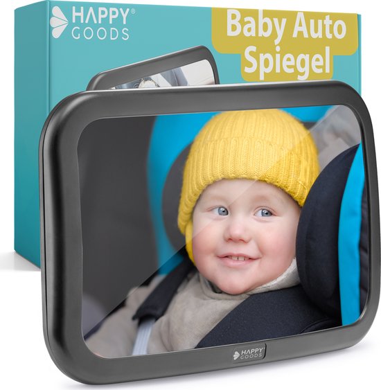Happy Goods Autospiegel Baby XL - Achteruitkijkspiegel - 35x19 cm - 360° Verstelbaar - Baby Spiegel Auto - Veiligheidsspiegel - Achterbank Spiegel Baby