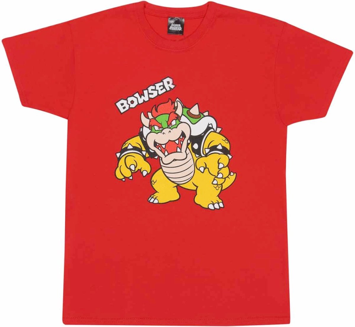 T-Shirt met Korte Mouwen voor kinderen Super Mario Bowser Text Rood - 7-8 jaar