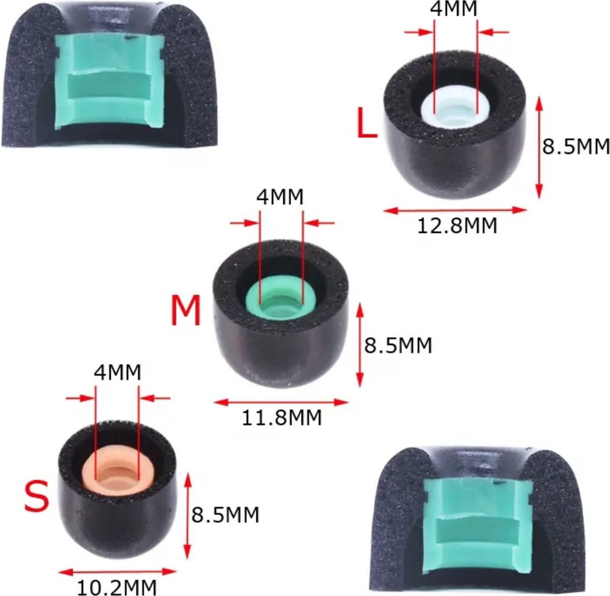 KELERINO. Memory Foam Tips geschikt voor Sony WF-1000XM4 - 6 Stuks ( S/M/L) - Zwart – foto 2