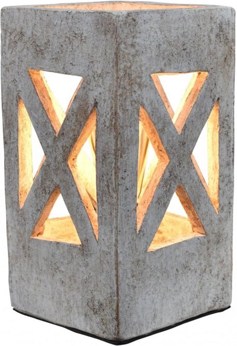Tafellamp vierkant keramiek Evian scotch | 1 lichts | beige / creme | keramiek | 30 x 15 x 15 cm | modern / sfeervol design