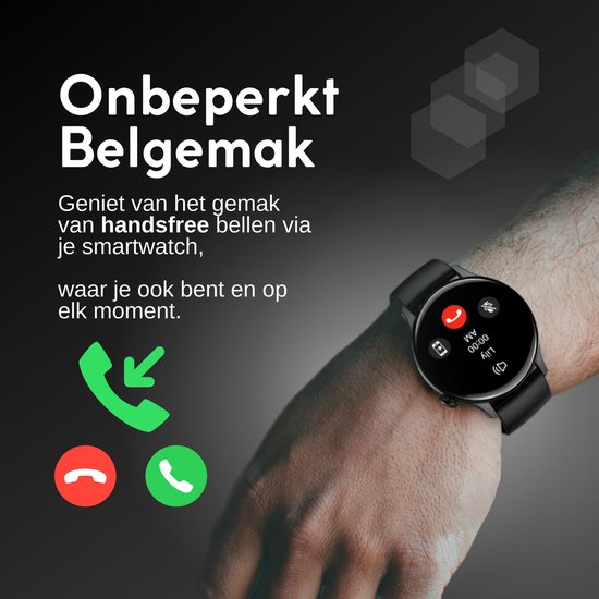 GØDLY® Amoled Smartwatch 46mm - Smartwatch Heren - Smartwatch Dames - 12 Maanden Garantie - Zwart - Gødly