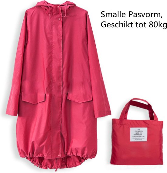 opvouwbare regenjas- waterdicht-met gratis draagtas- One Size-perzikroze