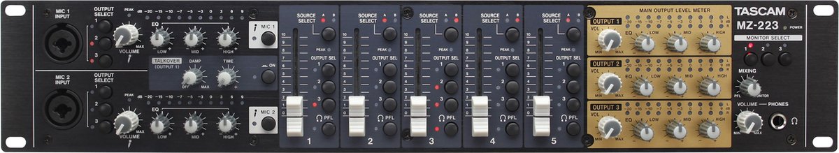 Tascam MZ-223 - 3-zone installatie mixer
