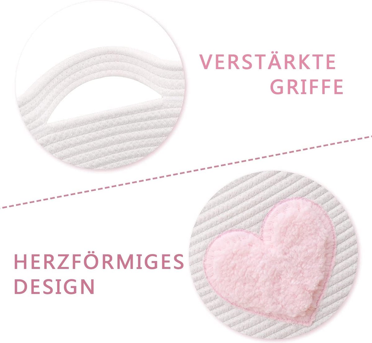 Opbergmand van gevlochten katoenen touw, 4-delige set, manden, opslag