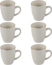 OTIX Koffiekopjes - Mokken Set - Wit - met Goud - 200ml - Porselein - 6 stuks - Daisy