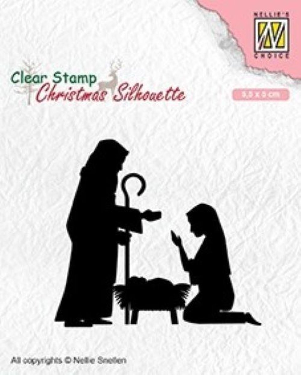 CSIL007 Clearstamp Nellie Snellen - stempel kerststal - nativity scene - jozef maria en Jezus kerststal