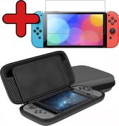 Hoes Geschikt voor Nintendo Switch OLED Case Hard Cover Bescherm Hoesje Koord Met Screenprotector - Case Geschikt voor Nintendo Switch OLED Hoes - Grijs