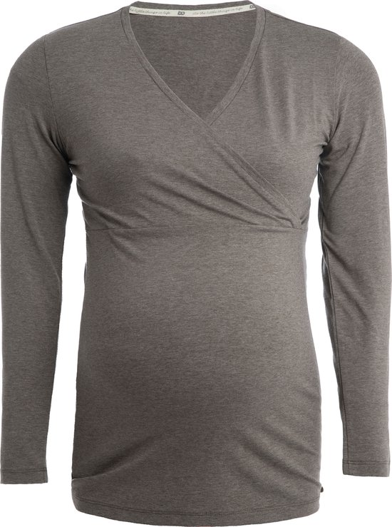 Baby's Only Zwangerschapstop lange mouw Glow - Zwangerschapsshirt gemaakt uit 96% viscose en 4% elastaan - Longsleeve shirt dames met voedingsfunctie - Hazel Brown - XL