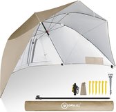 Bol.com Strandparasol met venstertje en windbescherming - UV-bestendig polyester - kaki aanbieding