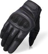 RAMBUX® - Gants de moto - Zwart - Cuir PU respirant - Taille S - Gants tactiques - Moto - Airsoft - Écran tactile - Protection