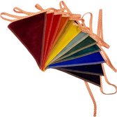 Vlaggenlijn Rainbow Velvet | 11 meter | stoffen vlaggetjes |duurzaam & handgemaakt | regenboogkleuren