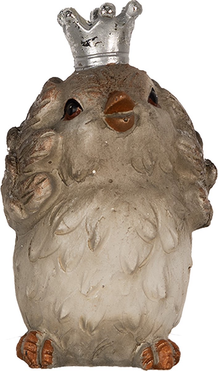 Clayre & Eef Decoratie Beeld Vogel 8 cm Beige Polyresin