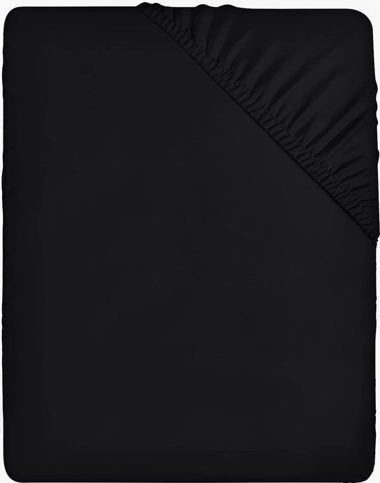 Hoeslaken 90x200cm - zwart - geborsteld polyester microvezel hoeslaken - 35 cm diepe zak