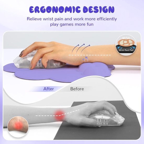 Tapis de souris ergonomique avec repose-poignet et base