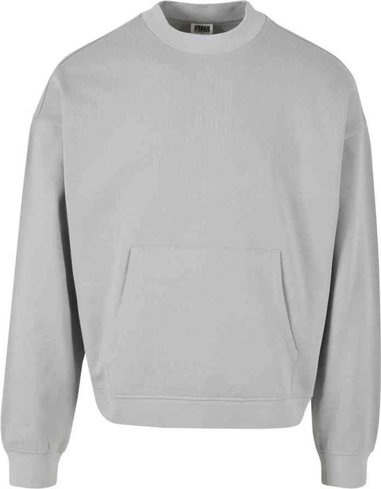 Urban Classics - Organic Boxy Pocket Crewneck sweater/trui - XXL - Grijs