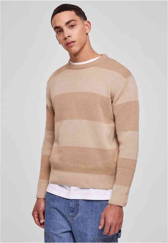Urban Classics - Heavy Oversized Striped Sweater/trui - XXL - Beige