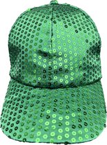 2x Groene - glitter - pailletten - disco baseball cap