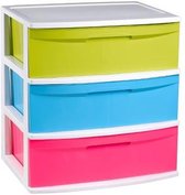 Plasticforte Organiseur de caissons à tiroirs 3x tiroirs - multicolore/transparent - L56 x L40 x H61 cm - plastique