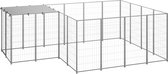 The Living Store Hondenren 330x220x110 cm - waterbestendig dak - veiligheidsgrendel - zilverkleurig/zilvergrijs