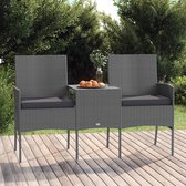 The Living Store Lounge set Poly Rattan - Canapé de jardin 2 places avec table - 151 x 61 x 85 cm - Anthracite - gris foncé