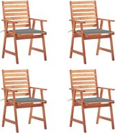The Living Store Ensemble de chaises de salle à manger Bois d'acacia Massief - 56 x 62 x 92 cm - kussen Grijs