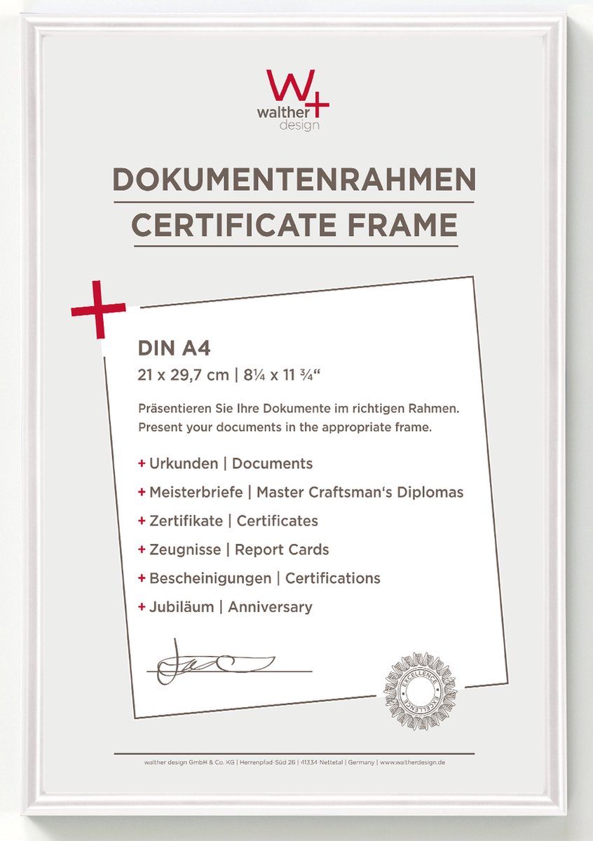 Walther Galeria - Kunststof lijst - Fotoformaat 21 x 29,7 cm (DIN A4) - Wit