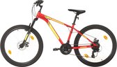 The Living Store VTT Bike - 27.5 inch - Stalen frame - Verende voorvork - Aluminium velgen - 21 versnellingen - Rood