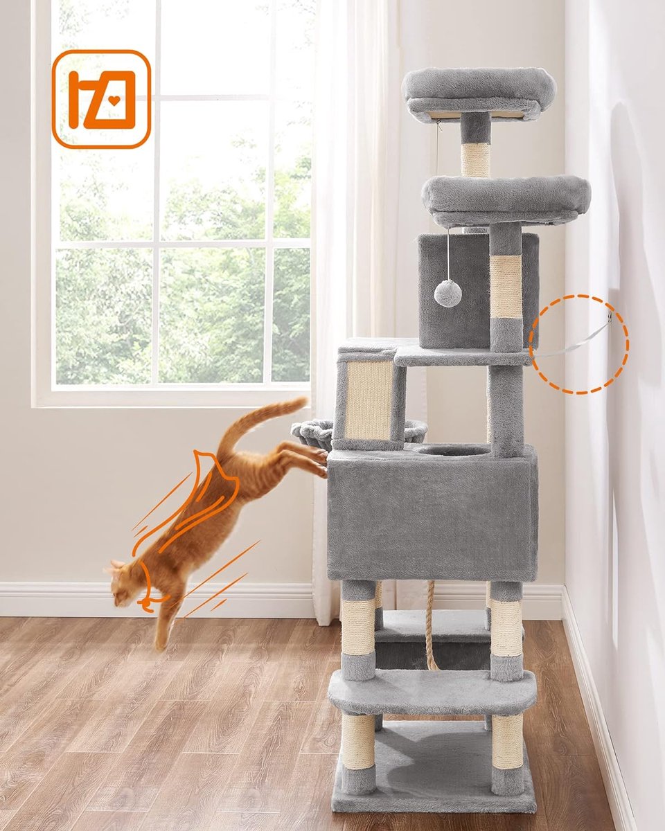 Krabpaal 168cm, 13 sisalzuilen, hangmat en mand - €69.95 thumbnail 4