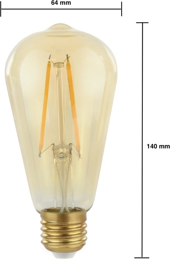 Spectrum - LED Filament lamp E27 - ST64 - 2W vervangt 25W - 2500K extra warm wit licht - Tall