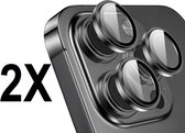 Camera lens protector geschikt voor iPhone 15 Pro / 15 Pro Max - Screenprotector voor Cameralens - Glasplaatje voor Bescherming van de Lens - zwart - 2X set van 3 stuks