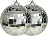 Othmar Decorations boule disco Boules de Noël - 2x - argent - 10 cm - boule à facettes en plastique