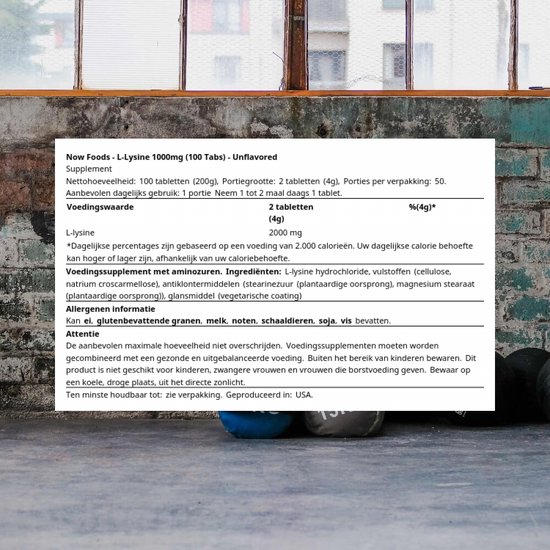 Now Foods L-Lysine 1000mg (100 Tabs) Unflavored - Aminozuren - Aminozuur-Mix