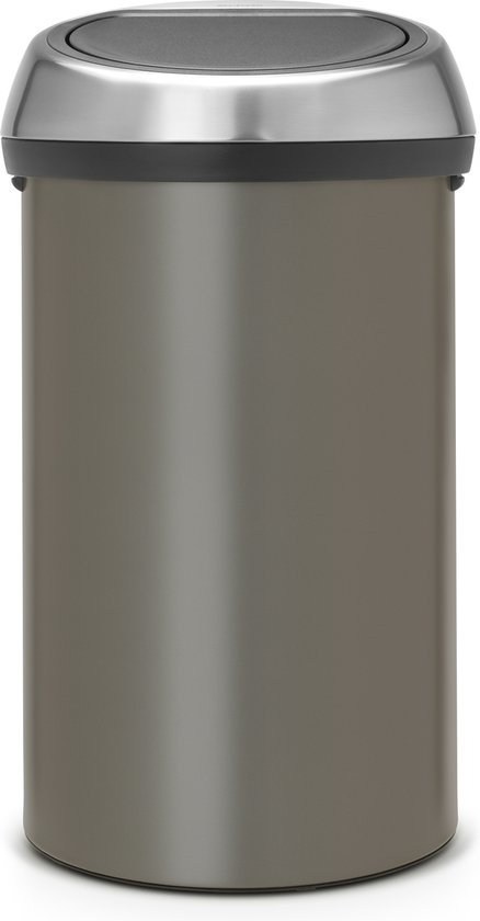 Brabantia Touch Bin Prullenbak - 60 liter - Platinum/Matt Steel Fingerprint Proof deksel