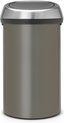 Brabantia Touch Bin Prullenbak - 60 liter - Platinum/Matt Steel Fingerprint Proof deksel