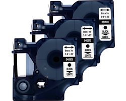 DULA Dymo D1 40913 - S0720680 - Compatible label tape - 3 lettertapes - Zwart op wit - 9mm x 7m
