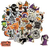 Set Halloween Stickers - 50 stuks - 5x6CM - Stickers voor volwassenen en kinderen met Pompoenen, Happy Halloween, Spinnen etc.