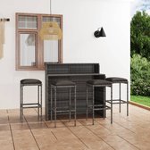 The Living Store - Barset - Grijs - 120 x 55 x 110 cm - PE-rattan - Gepoedercoat staal