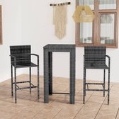 The Living Store Barset - grijs - PE-rattan/staal - bartafel 60.5x60.5x110.5cm - stoel 52x56x118cm