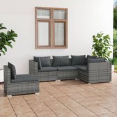 The Living Store Loungeset - Grijs - PE-rattan - Modulair design - 70 x 70 x 60.5 - Dik gevoerde kussens - Waterbestendig