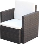 The Living Store Rattan Fauteuil - Bruin - 65 x 65 x 73 cm - Metalen frame + PE rattan