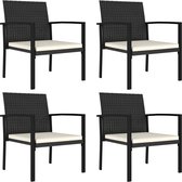 The Living Store Tuinstoelenset - PE-rattan - Zwarte stoelen - 53x58.5x83 cm - Stabiel en weerbestendig