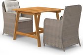 The Living Store Tuinset - Acaciahout - PE Rattan - Massief - 88x88x74 cm